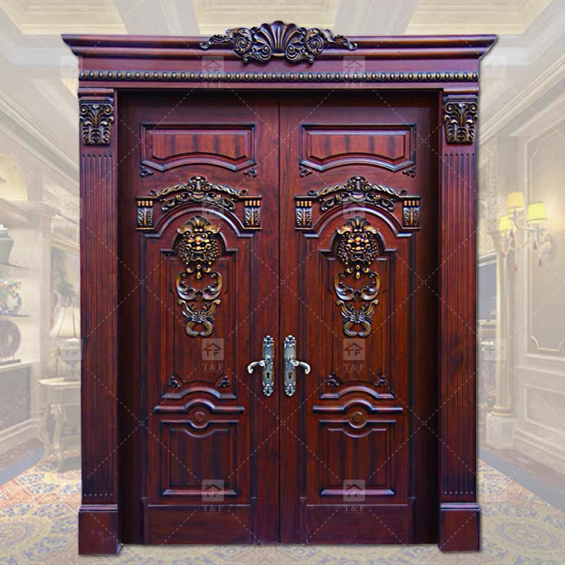 Cửa Gỗ Mặt Tiền An Ninh Hiện Đại Chất Lượng Cao Tùy Chỉnh Chống Nước Ngoại Thất Hoàn Thiện Nội Ngoại Thất