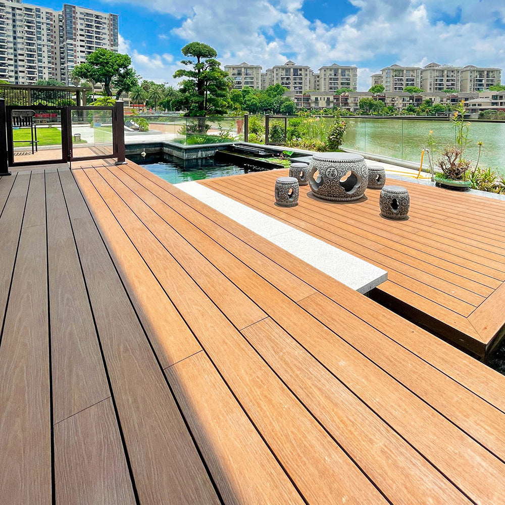 Sàn Gỗ Nhựa Composite WPC Ngoại Thất Hiện Đại Bền Vững Tái Chế Chống Thấm Nước Vân Gỗ Chống Trượt Bề Mặt Mịn