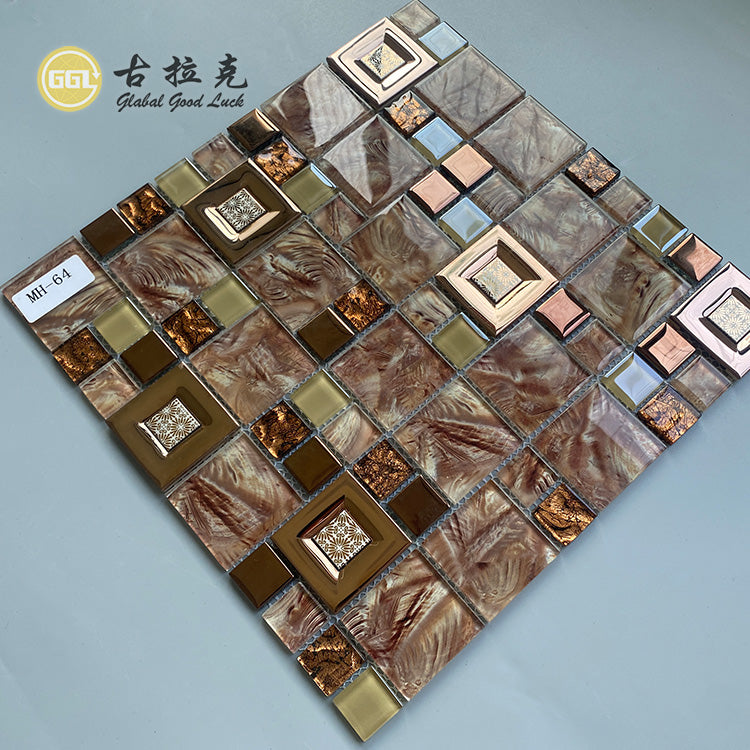 Gạch Mosaic Kính Tiêu Chuẩn Họa Tiết Vàng Sang Trọng Giá Tốt