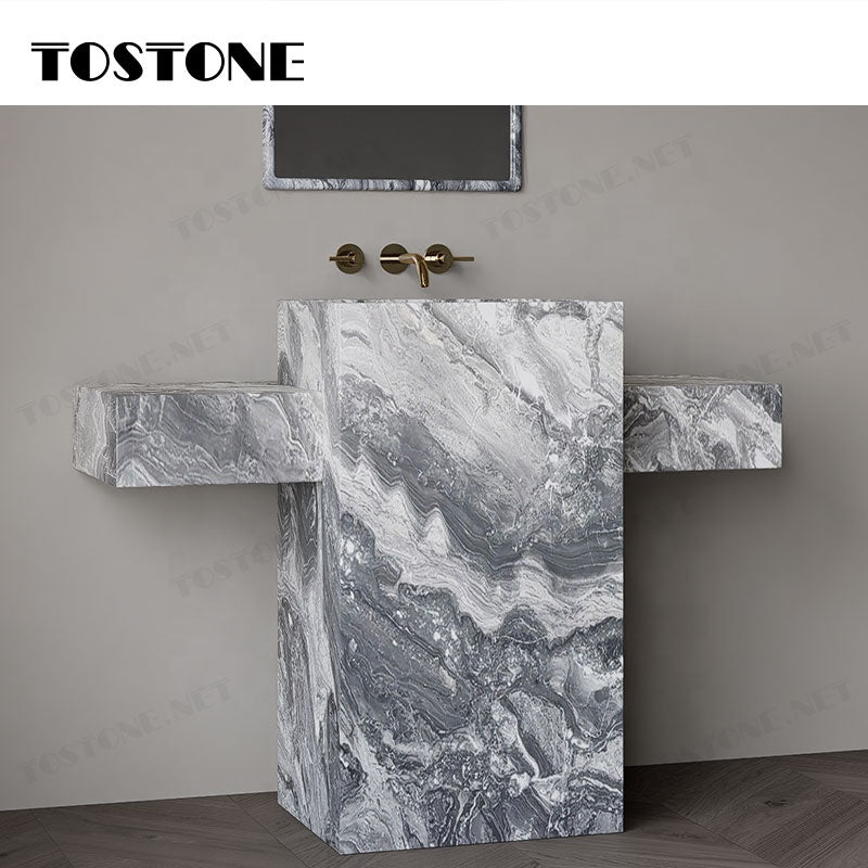 Mặt bàn trang điểm phòng tắm đứng độc lập Tostone đá cẩm thạch nâu Venice tự nhiên sang trọng bề mặt mài