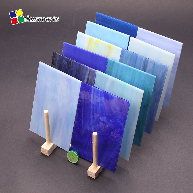 10x10cm 12Pcs/Set Stained Glass Sheet & Cathedral Glass Sheet for Diy Art Mural Tiffany Glass Tile and Diy Mosaic Lamp Kits