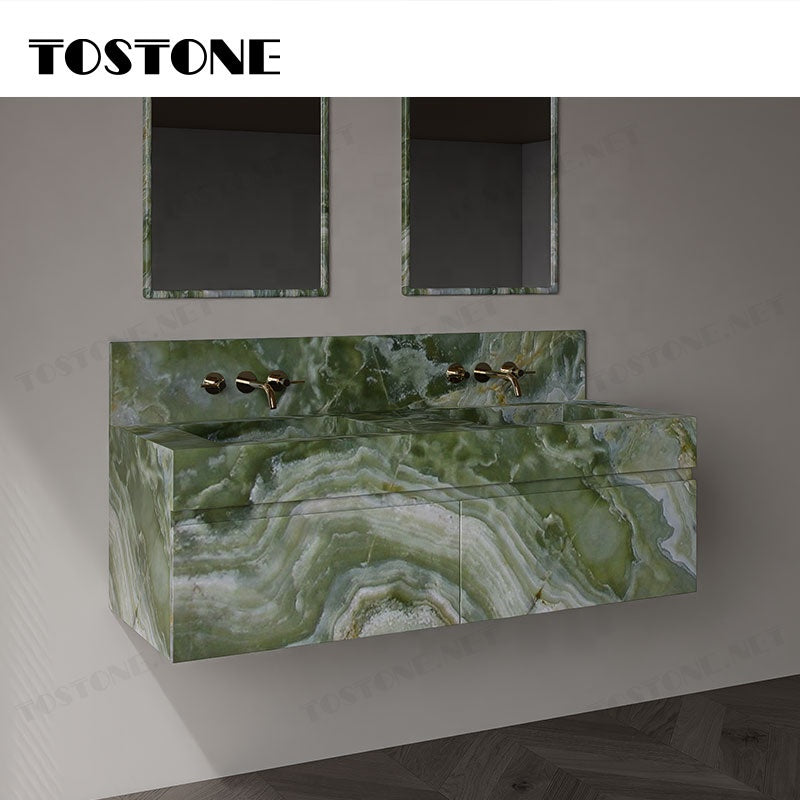 Tostone Mặt bàn lavabo phòng tắm gắn tường màu xanh tự nhiên, sang trọng tinh tế