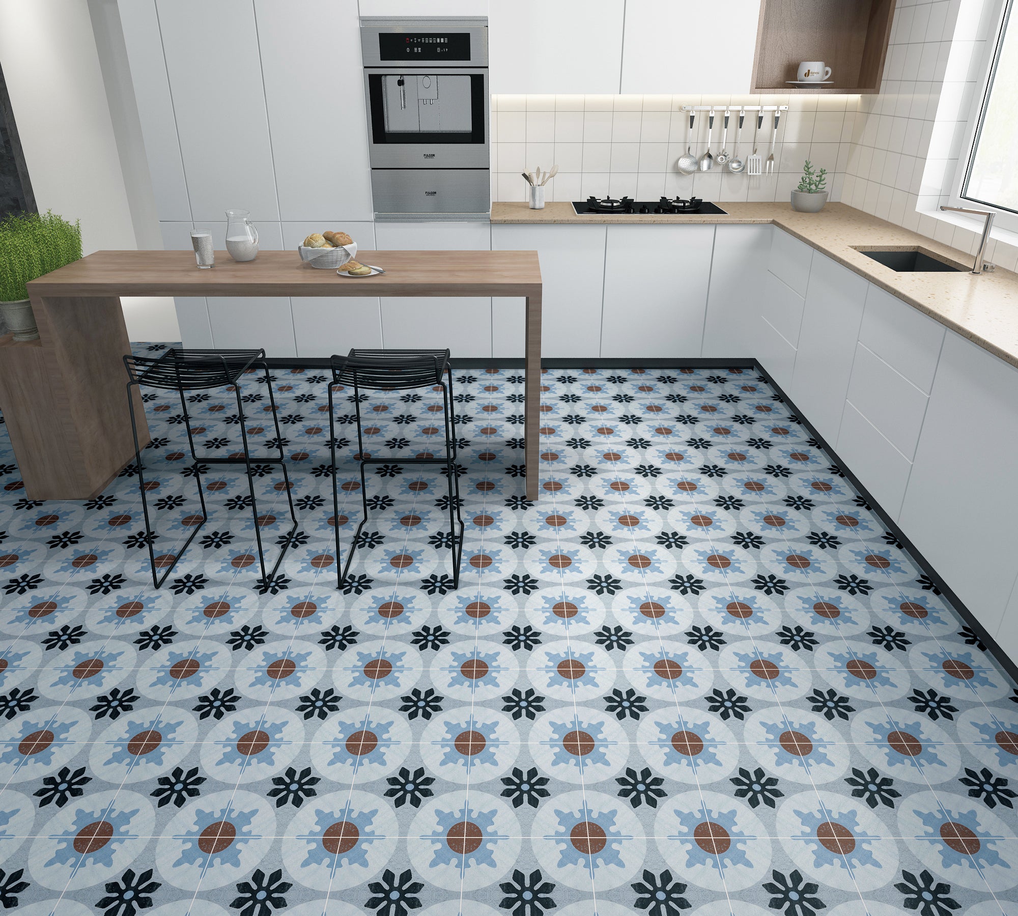 Bán Chạy Gạch Gốm Ốp Tường và Lát Sàn Thủ Công Thiết Kế Đơn Ma-rốc 200x200 Mờ Chống Trượt Trang Trí Nhà Cửa