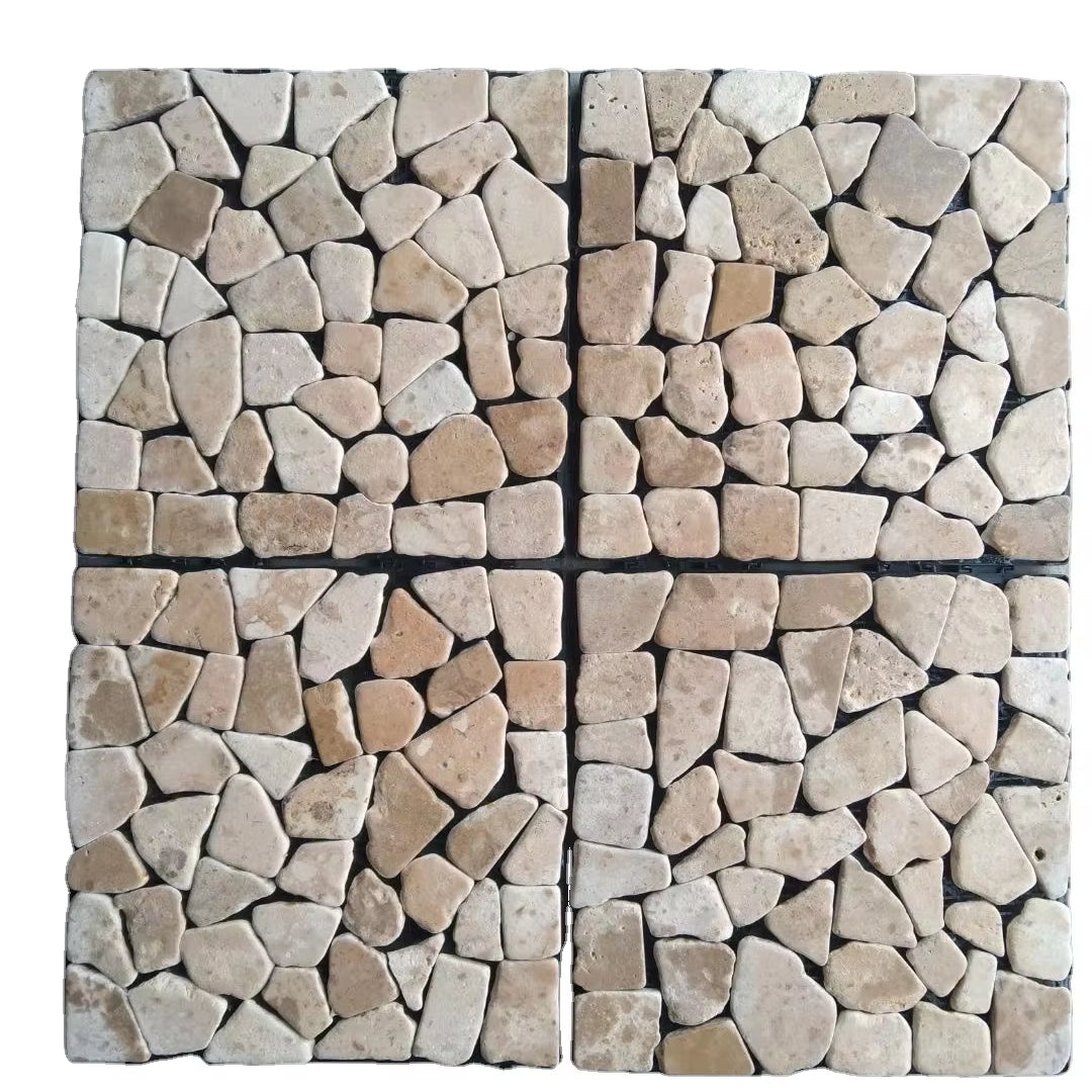 Gạch Mosaic Gốm Sứ Kiểu Parquet Hiện Đại Hình Dạng Ngẫu Nhiên Màu Vàng Nâu Tự Nhiên, Thiết Kế Đồ Họa dùng cho Tường Sàn Phòng Khách