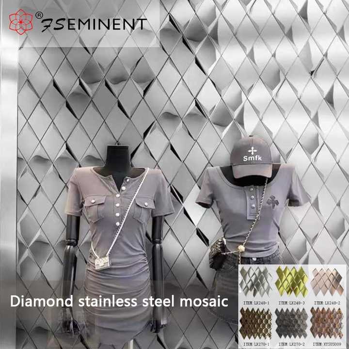 Gạch mosaic kim loại hình thoi thiết kế hiện đại cho tường nội thất, s – Daisan Store