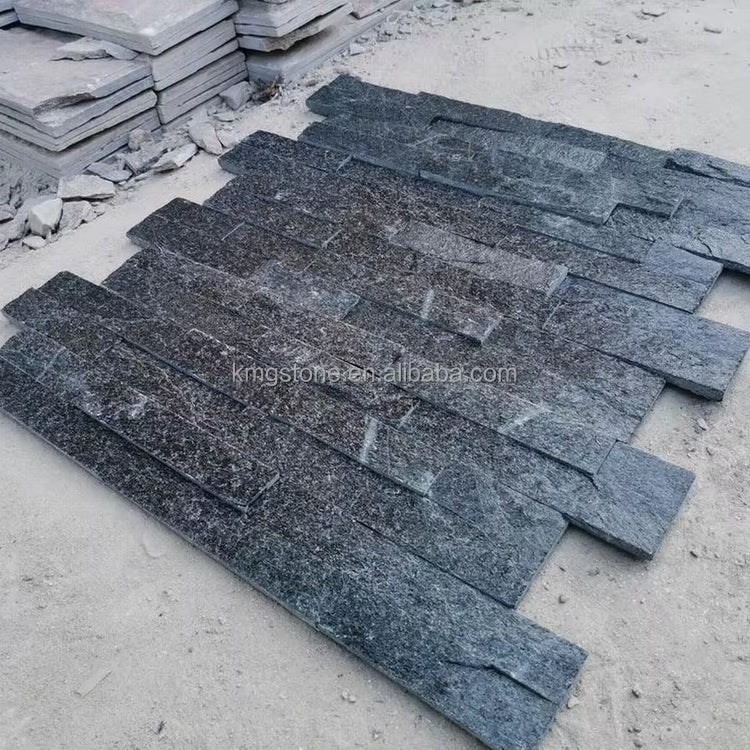 Tấm Ốp Tường Đá Quartzite Đen Ngoài Trời Sang Trọng – Thẩm Mỹ Cao Cấp với Thiết Kế Đá Phiến Cao Cấp
