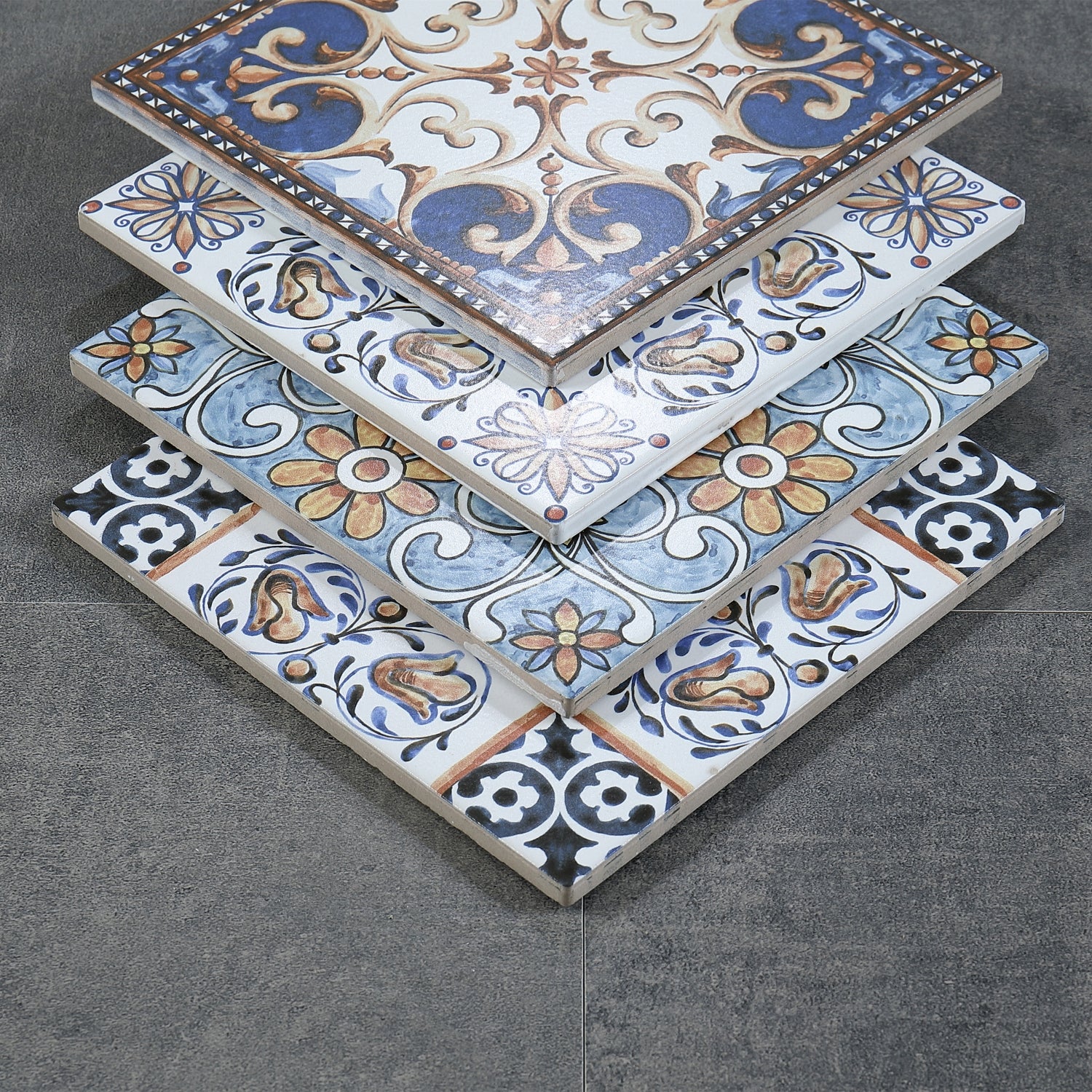 Gạch thẻ phong cách Châu Âu họa tiết hoa đa dạng ốp tường lát sàn nội thất phòng ngủ phòng khách, bán sỉ nhà máy