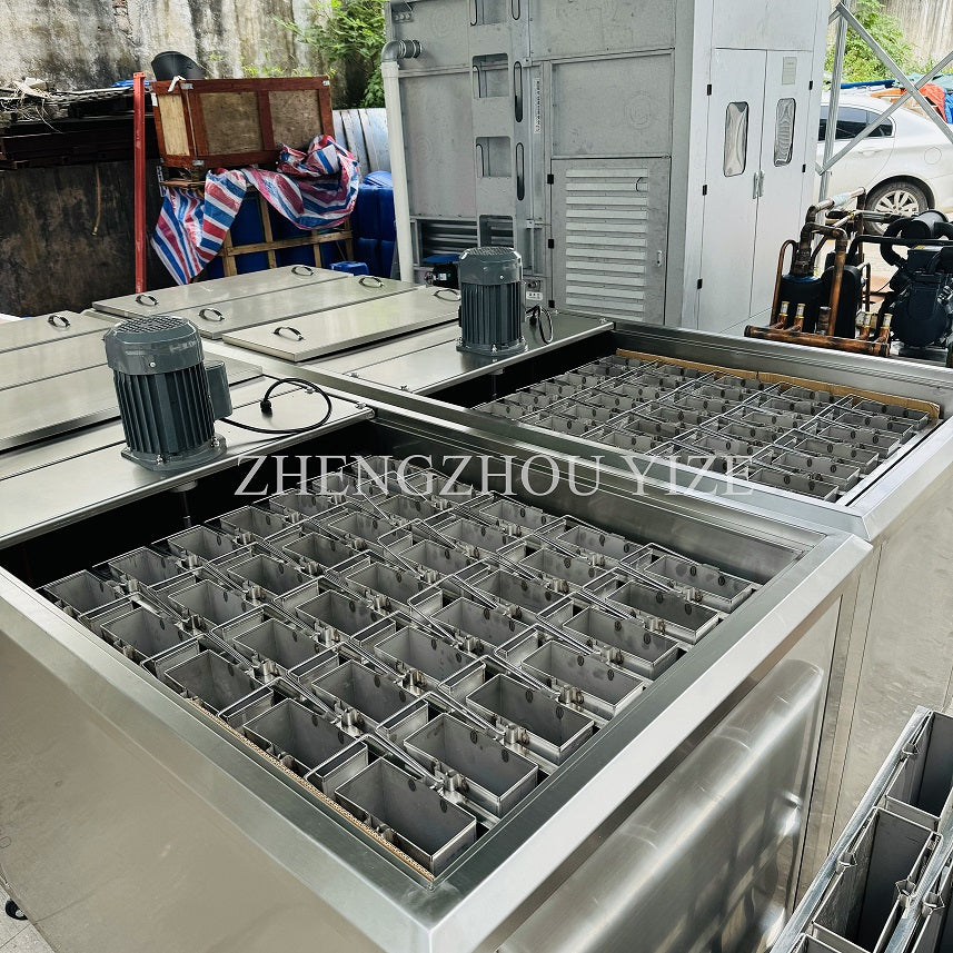 Máy làm đá khối/cây 1000kg và đá viên, làm mát bằng không khí, có tấm pin năng lượng mặt trời