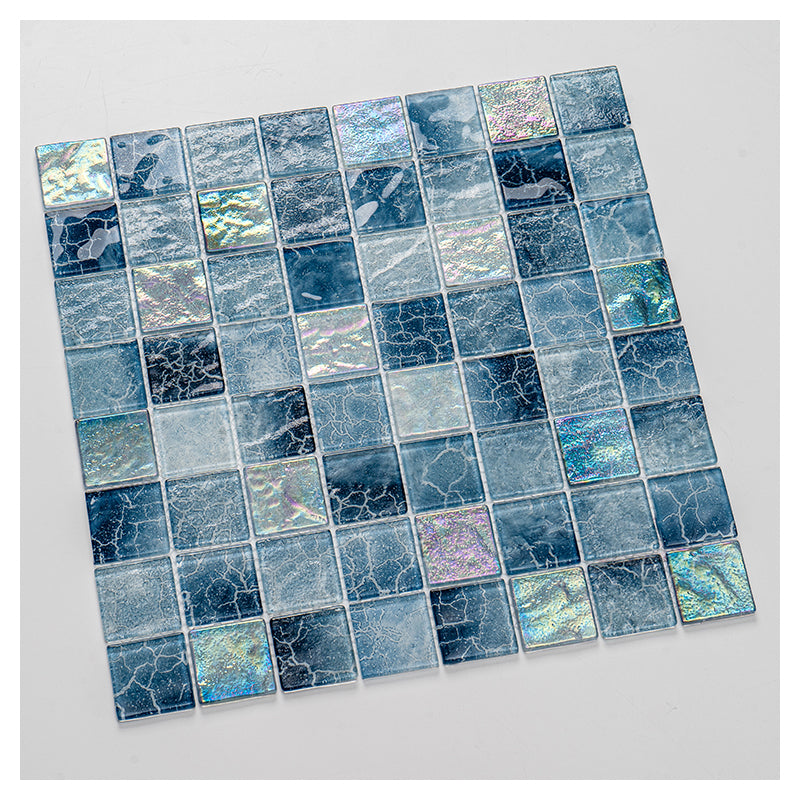 Gạch Mosaic Bếp Trong Nhà Sàn Mosaic Hồ Bơi Biệt Thự Họa Tiết Mosaic Kính Pha Trộn Xanh Óng Ánh Sang Trọng