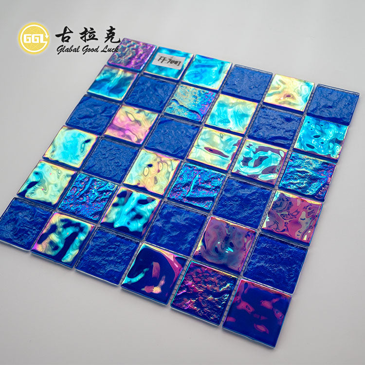 Gạch Mosaic Thủy Tinh Vuông Màu Xanh Dương Óng Ánh Sang Trọng Dùng Cho Hồ Bơi, Phòng Tắm Và Trang Trí Tường Nội Thất