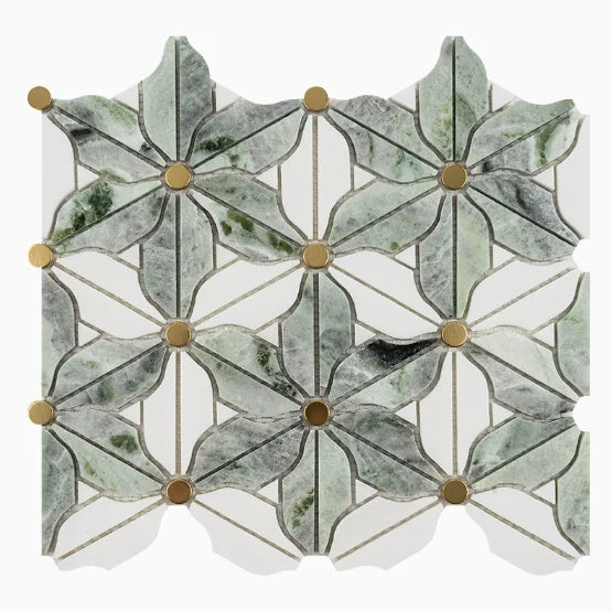 Mosaic Hoa Đá Tự Nhiên Trang Trí Bể Bơi Xanh