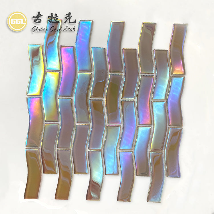 Goodluck Mosaic Gạch Mosaic Kính Hiện Đại Màu Nâu Lượn Sóng Đầy Màu Sắc Để Trang Trí Phòng Ngủ, Bếp, Phòng Tắm, Hành Lang, Đa Năng