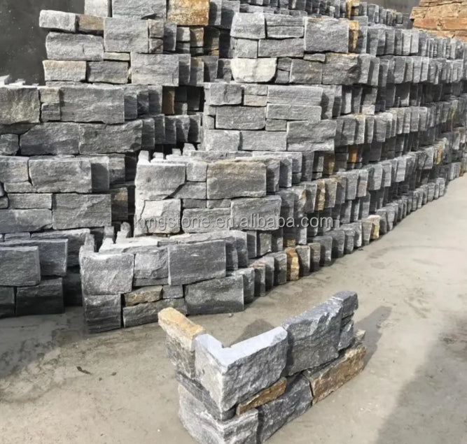 Gạch ốp tường đá vôi tự nhiên dạng veneer hoàn thiện bề mặt chẻ, kháng ăn mòn axit, dùng cho Khách sạn và Biệt thự Ngoài trời.