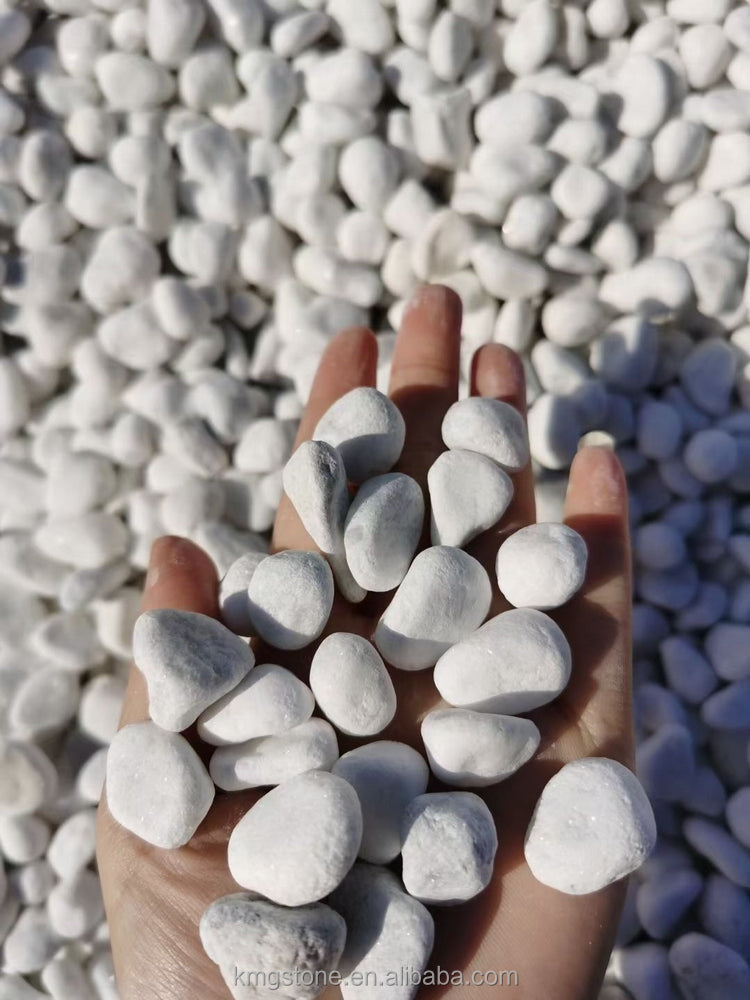 Đá cuội sỏi trắng tuyết tự nhiên dùng ngoài trời cho biệt thự và công viên