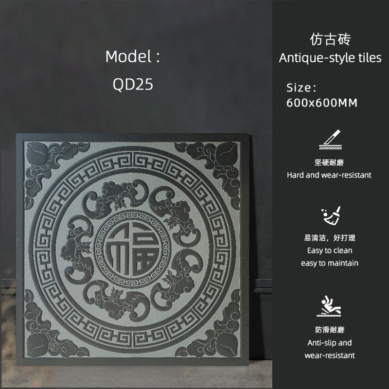 Gạch 60x60cm sản xuất tại Nhà máy Phật Sơn, gốm sứ men mờ vân đá cẩm thạch, họa tiết giả cổ vân đá, lát sàn và sân thượng, dày 12mm