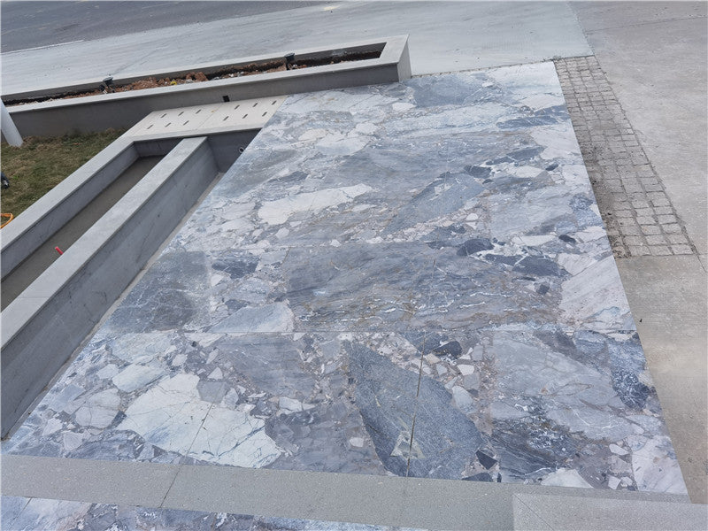 Tấm đá vôi xám Trung Quốc vân hóa thạch ốp mặt tiền Xám Pierre