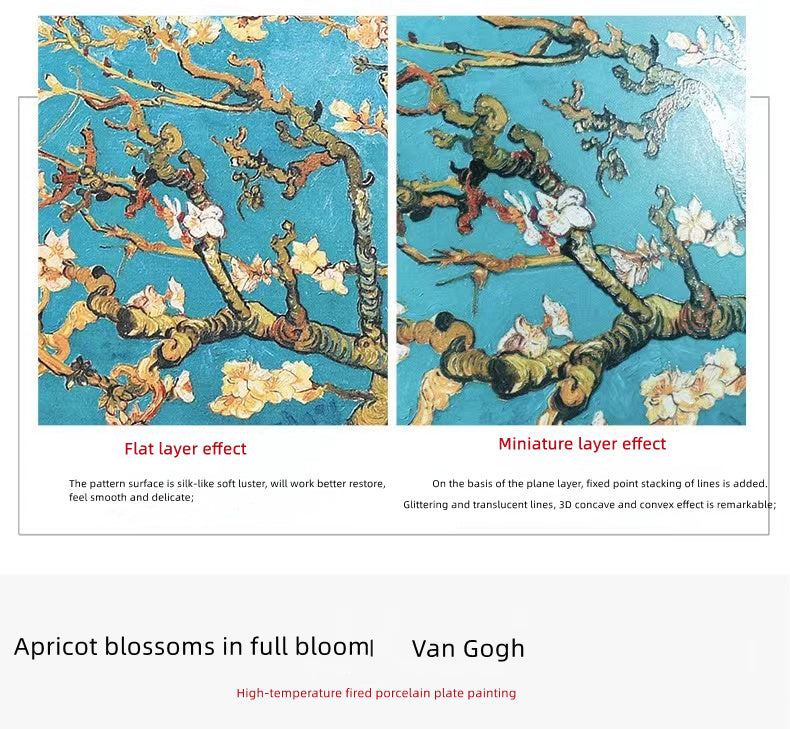 Tranh tường gốm sứ trang trí nung nhiệt độ cao, phong cách tranh sơn dầu Van Gogh Châu Âu