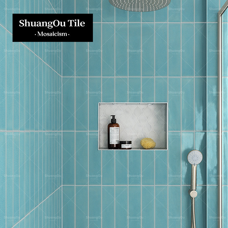 Gạch Mosaic Gốm Sứ Rạn Băng Dạng Thanh Dài Ốp Tường Bếp Phòng Tắm Cung Cấp Từ Nhà Máy