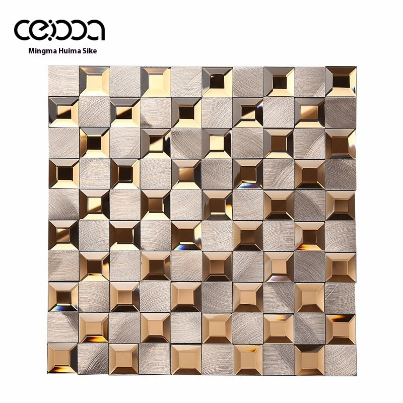 Gạch Chống Trượt Mosaic Kính Sứ Vàng Mạ Bạc Sang Trọng Châu Âu, Tường Nền Hiện Đại Cho KTV, Sảnh Khách Sạn, Quầy Bar