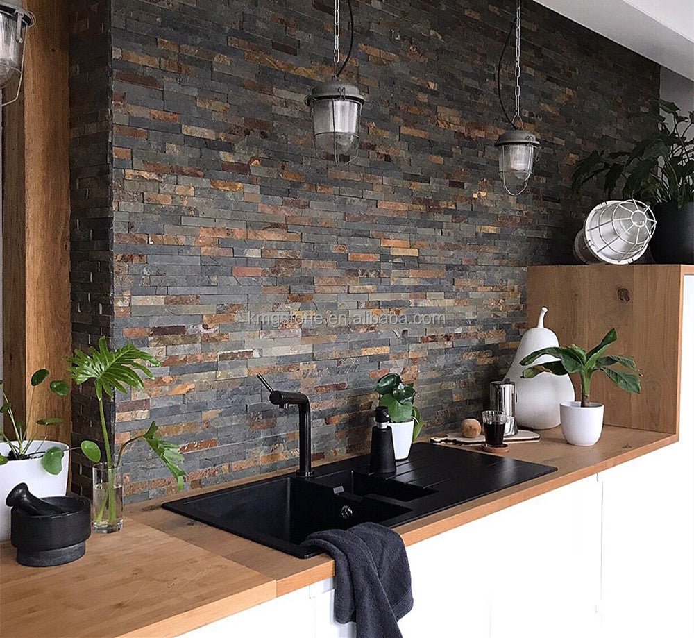 Xả kho nhà máy 2024 Tấm ốp đá veneer đá phiến xếp lớp Kích thước tùy chỉnh Ngoại thất mặt tiền đá vôi tự nhiên