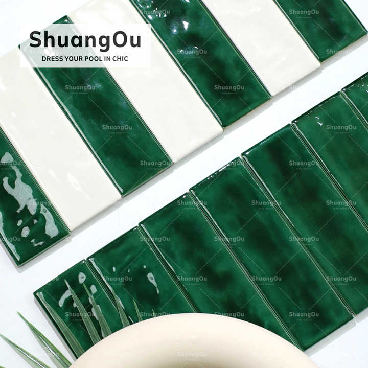 Phòng tắm khách sạn hiện đại Vòi sen Khu vực spa Gạch sứ Tranh sơn dầu Loạt tranh khảm xanh lá cây Phong cảnh ao cá Gạch hồ bơi