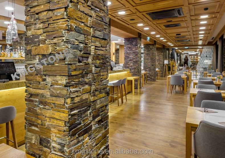 Đá khối ốp Quartzite tự nhiên, vân thạch anh Nâu Gỉ Sét Hiện Đại, bề mặt chẻ