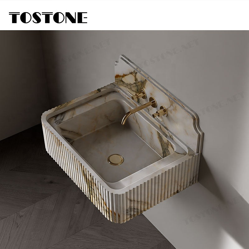 Chậu Rửa Tostone Đá Cẩm Thạch Vân Vàng Sóng êm