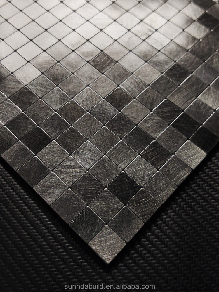 Gạch Mosaic Pha Lê Hỗn Hợp Kính Bạc, Kim Loại Thép Không Gỉ Phay Xước, Đá và Kính Thiết Kế Thời Trang