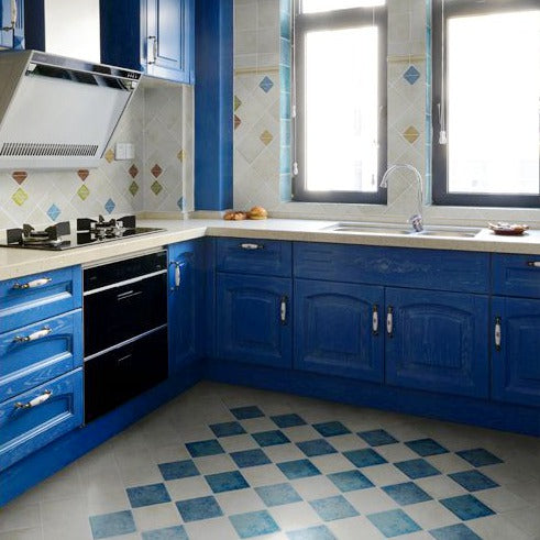 Gạch gốm thủ công kiểu Địa Trung Hải màu xanh 100*100mm