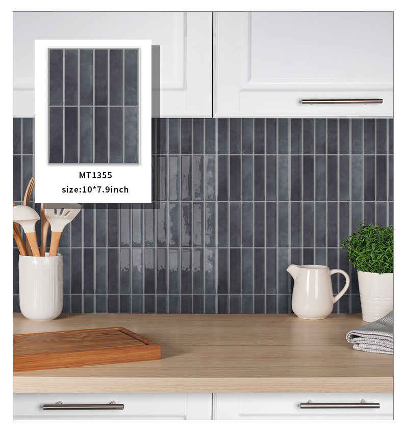 Gạch ốp tường bóc dán 3D bóng hình chữ nhật họa tiết Mosaic màu mơ Thiết kế mới Jorunns