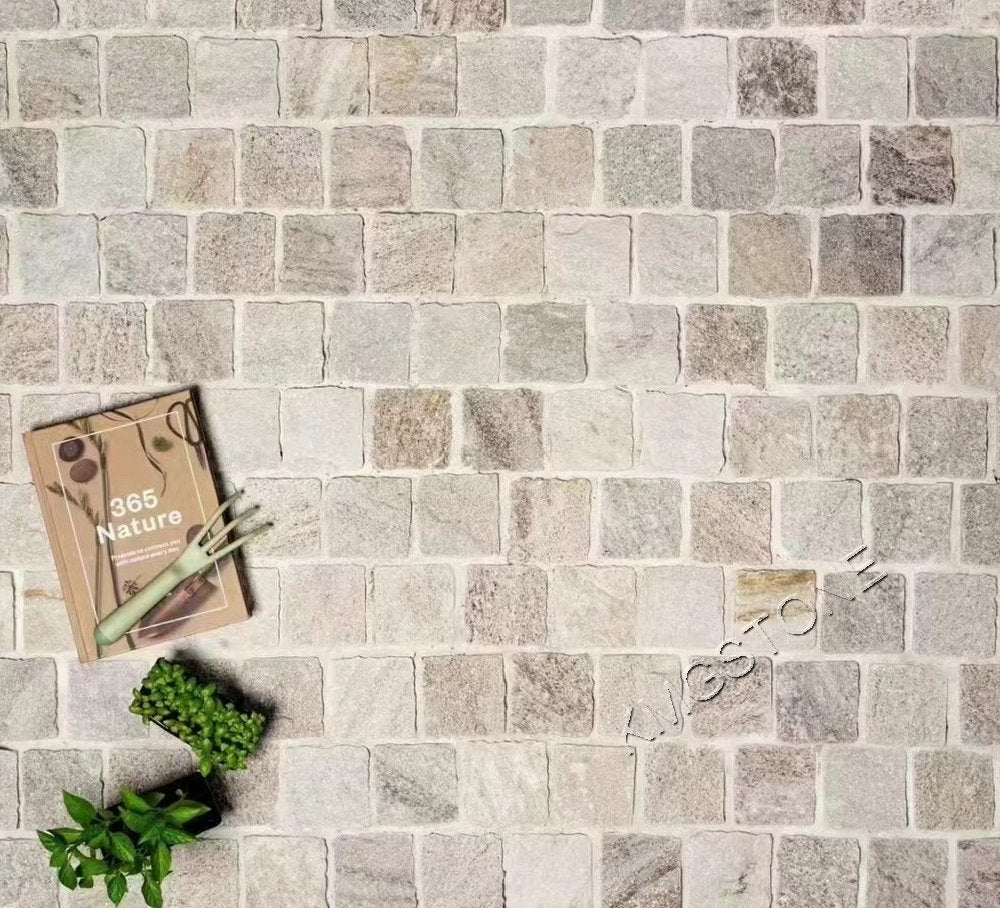 Đá Phiến Chẻ Tự Nhiên Dạng Lưới Lát Sân Kiểu Đá Cuội, Hỗn Hợp Cổ Điển Màu Cà Phê Dùng Ngoài Trời