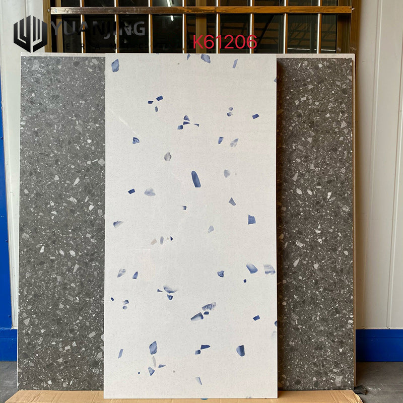 Gạch Sứ Bóng Họa tiết Terrazzo Tối giản Hiện đại 600x1200 Dùng cho Nhà hàng Khách sạn Homestay