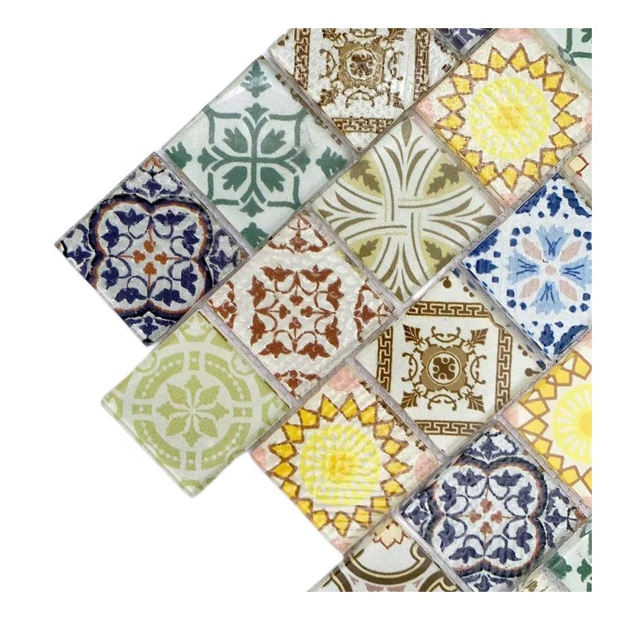 Gạch Mosaic Thủy Tinh Kiểu dáng in phun Phong cách Bohemian
