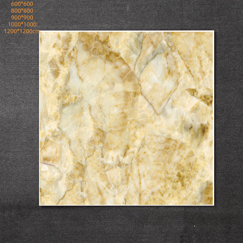 Gạch men toàn bộ bằng sứ Vitrified phong cách Nông thôn hiện đại màu vàng đồng 800x800mm cho phòng khách