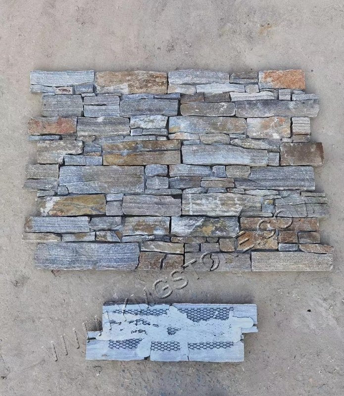 Gạch ốp tường đá vôi tự nhiên dạng veneer hoàn thiện bề mặt chẻ, kháng ăn mòn axit, dùng cho Khách sạn và Biệt thự Ngoài trời.