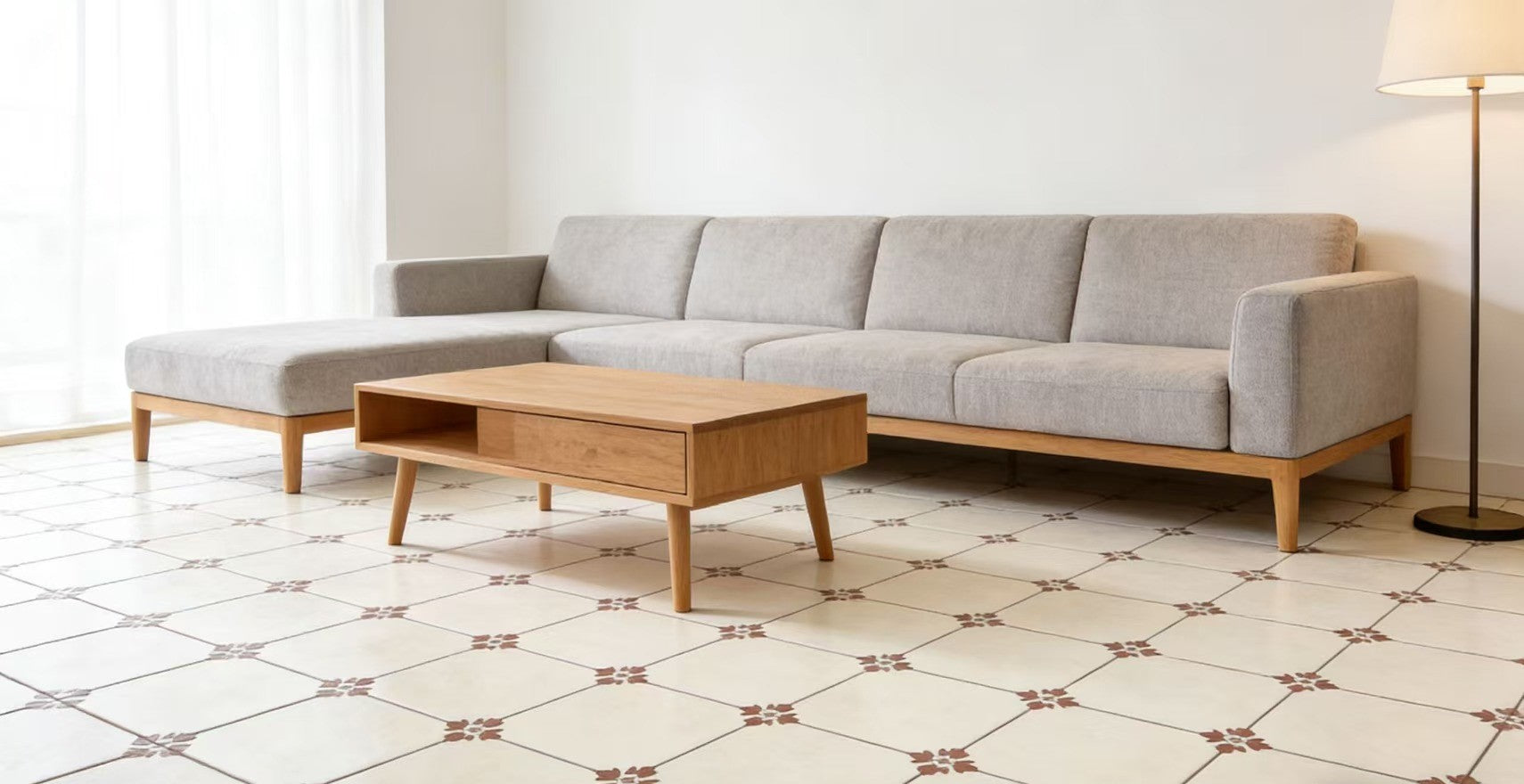 Gạch Sứ Lát Sàn Nội Thất Chống Trượt Kiểu Kem Pháp 400x400mm Dễ Vệ Sinh