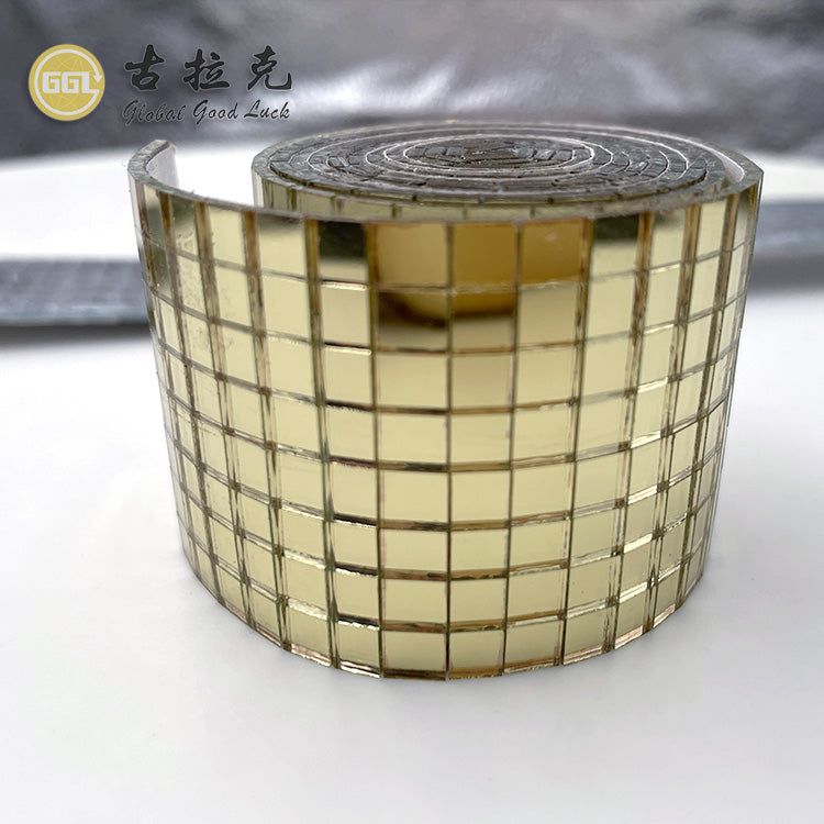 Miếng Dán Gạch Mosaic Thủy Tinh Vàng Tự Dính Thiết Kế Vân Gỗ Parquet Trang Trí Tường Nội Thất Hình Vuông Thủ Công Cho Phòng Khách Hiện Đại