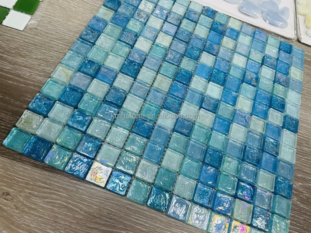 Gạch Mosaic Kính Xanh Hồ Bơi và Đá Cẩm Thạch Trang Trí Nhà