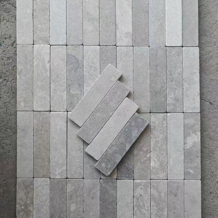 Gạch Mosaic Đá Cẩm Thạch Xám Kiểu Subway Khổ Lớn Mài Thô