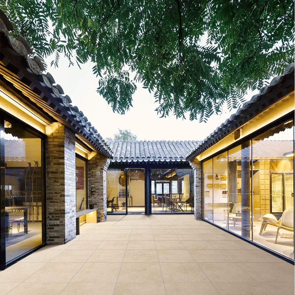 Gạch lát sân ngoài trời tiêu chuẩn Châu Âu, dày, 600x600, đá vôi, chống trơn, mờ