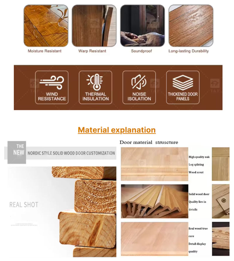 Cửa ra vào chính gỗ cánh đôi thiết kế hiện đại, an ninh ngoài biệt thự, chống thấm nước, bề mặt hoàn thiện.