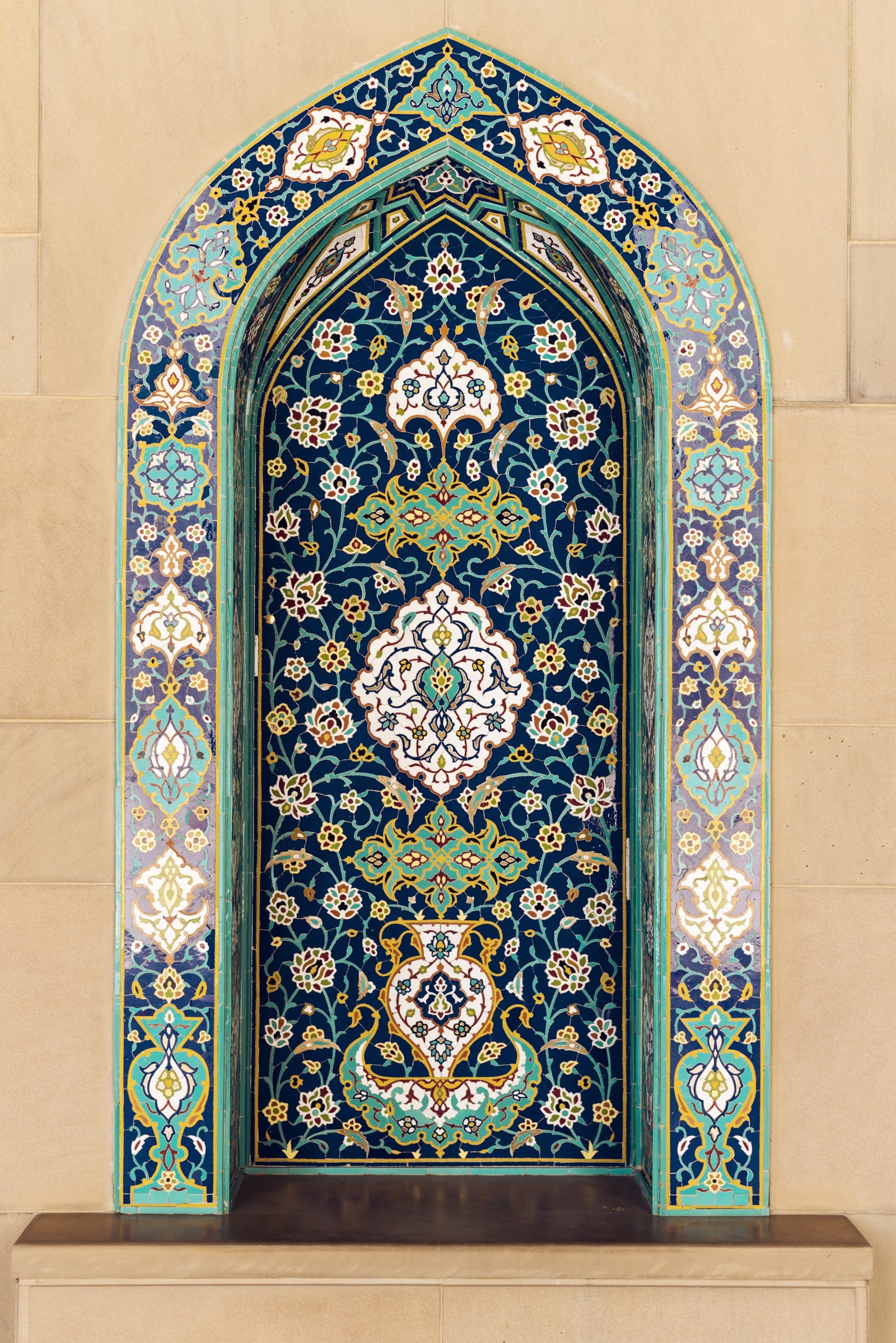 Tấm gạch men Hồi giáo 5x5 thủ công họa tiết tùy chỉnh, dùng để trang trí tường nội và ngoại thất làm đường viền