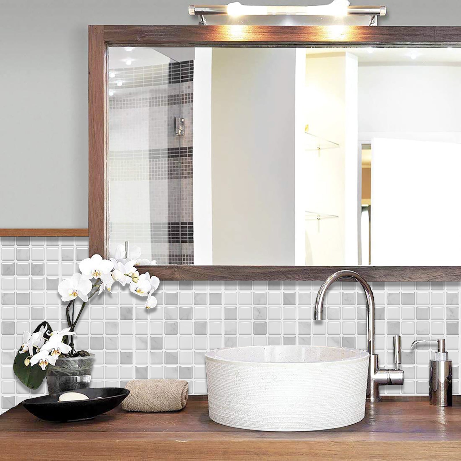 Gạch Mosaic Đá Cẩm Thạch Ốp Tường Bếp Trang Trí