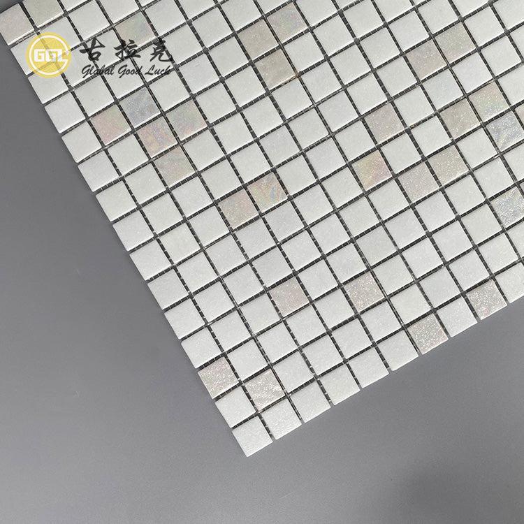 Gạch Mosaic Vuông Trắng Đa Sắc Dùng Ốp Tường Bếp, Phòng Tắm, Khách Sạn, Biệt Thự, Căn Hộ