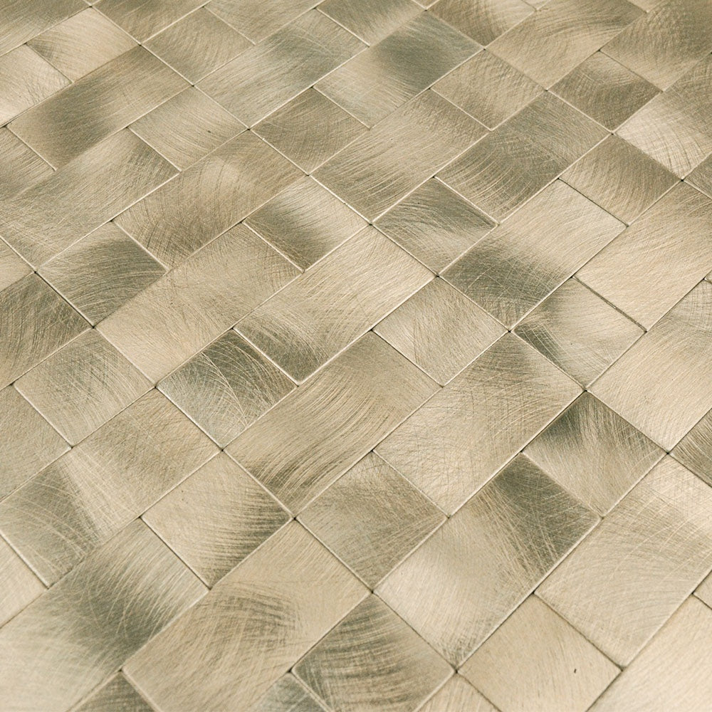 Gạch ốp tường Mosaic kim loại nhôm tự dán hình vuông màu vàng dễ lắp đặt