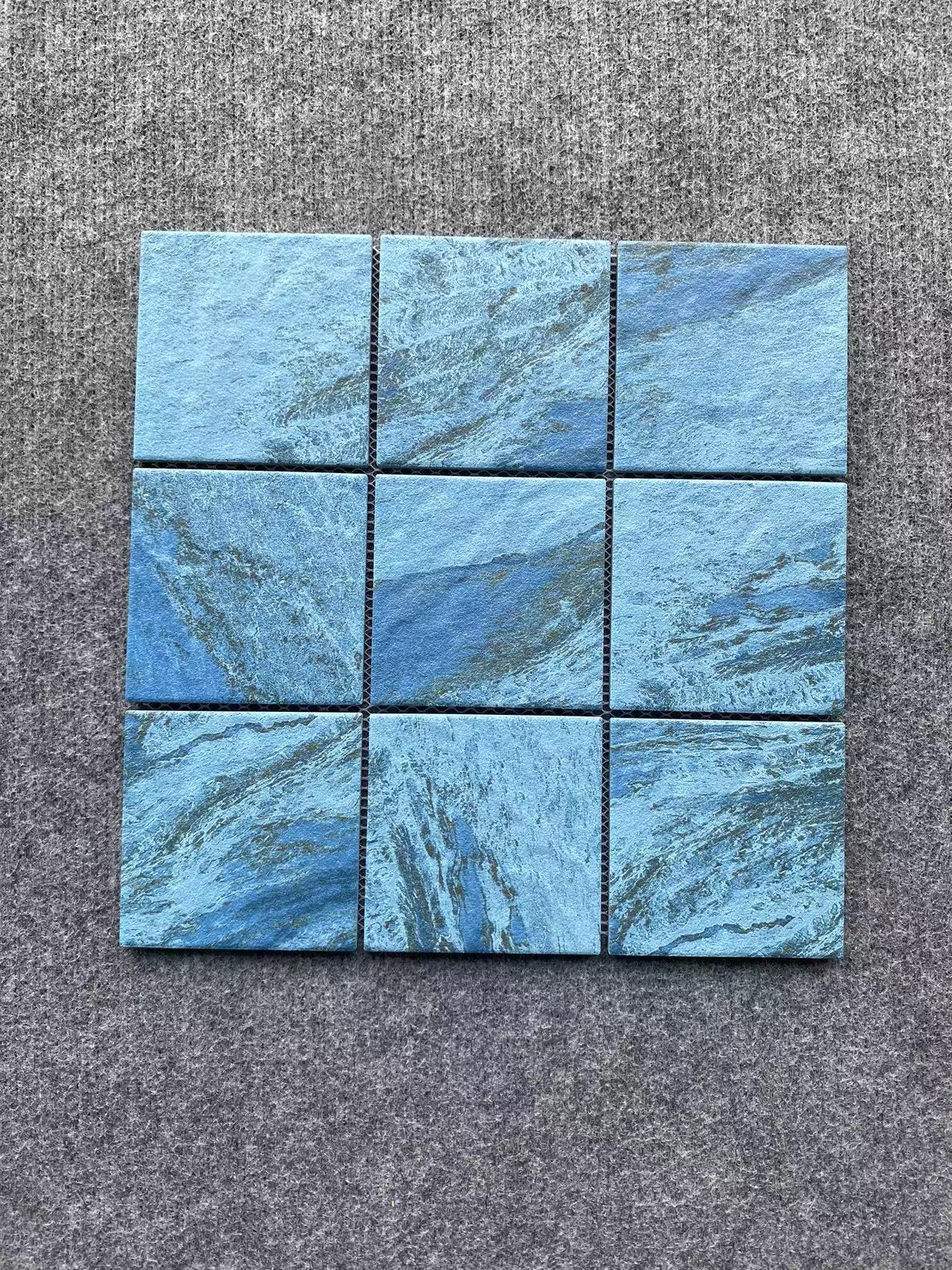 Gạch sứ mosaic men gốm xanh lục vân đá Sukabumi cho hồ bơi