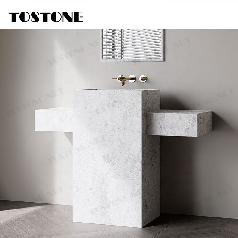 Tostone Mặt Bàn Lavabo Phòng Tắm Đứng Độc Lập Bề Mặt Mài Mờ Đá Cẩm Thạch Trắng Lorde Tự Nhiên Thời Trang Dùng Để Trang Trí Chậu Rửa Mặt Gia Đình