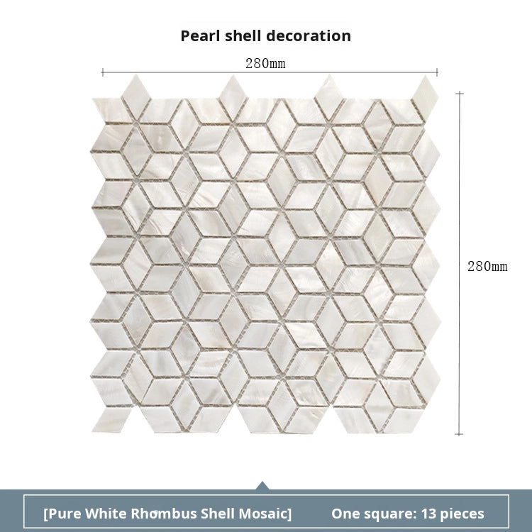 Gạch Mosaic Vỏ Sò Kiểu Parquet Châu Âu Bề Mặt Bóng Trắng Ngọc Trai Trang Trí Tường Nội Thất Hiện Đại Cho Tường Nền Phòng Khách Ban Công