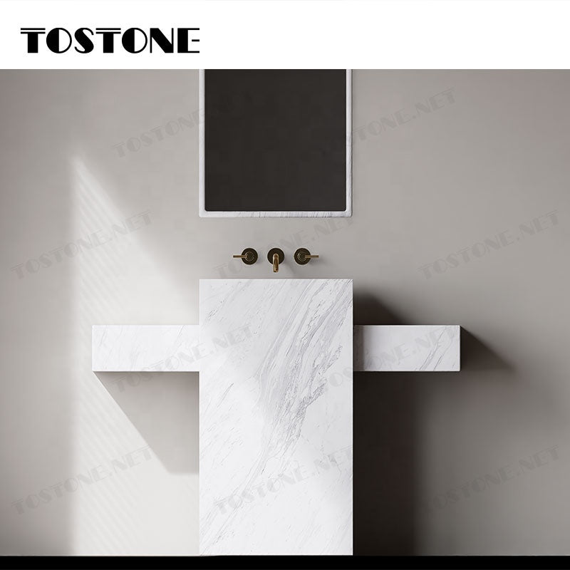 Tostone Bồn rửa chân đế đặt sàn bằng đá cẩm thạch trắng hiện đại