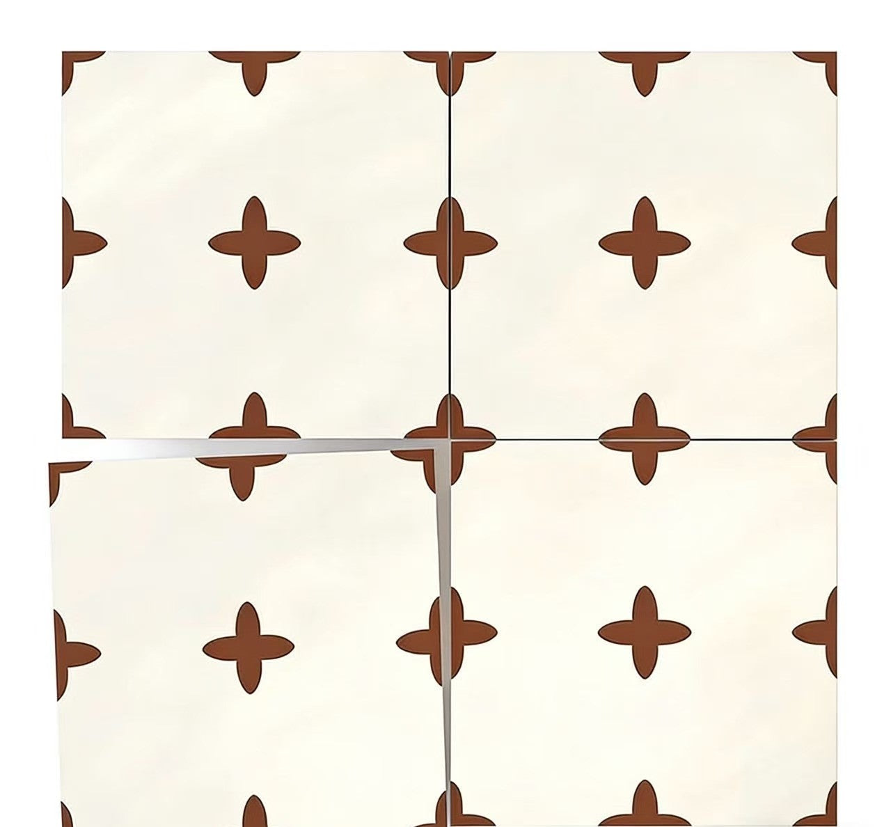 Gạch lát sàn chống trượt sứ cao cấp 400x400mm Họa tiết điểm nhấn màu đỏ dành cho Bếp và Phòng tắm hiện đại